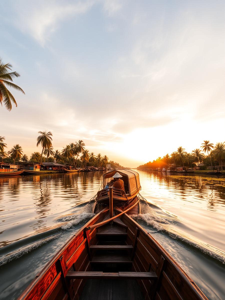 Alleppey — Private houseboat cruises through palm-lined backwater canals.
