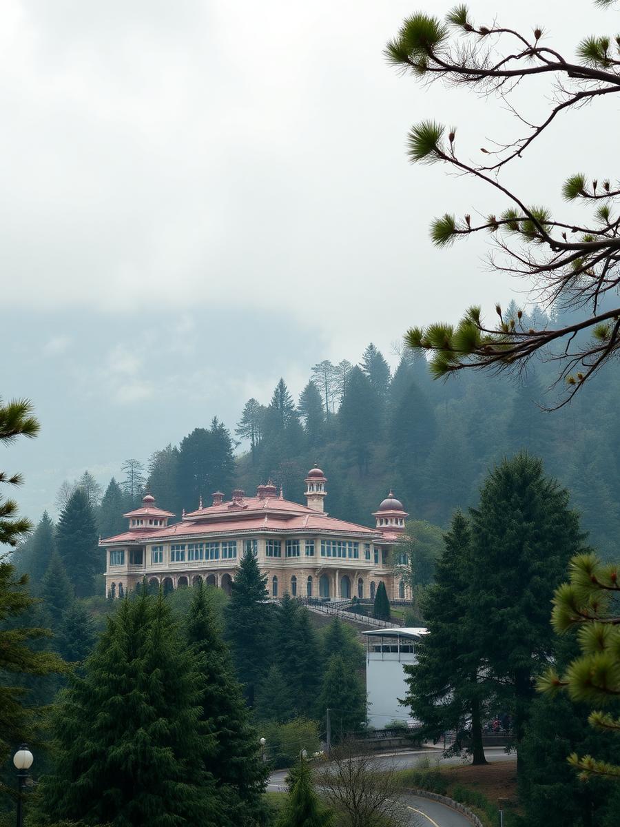 Shimla — Victorian hill-station architecture along a pine-clad ridge.